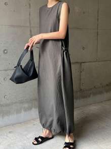 FRIFUL Women Sleeveless Long Dress, Gray, Summer Sundress - Grey - View 1