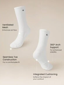 GLOWMODE 1 Pairs Socks Soft Ventilated Mesh With Embroidered Logo Workout Daily Casual - White - View 4