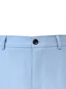 Calvornis Two-Piece Men's Colorblock Lapel Jacket And Trousers Suit Set - Baby Blue - View 4