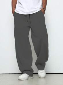 Claim Dot Pantaloni casual da uomo con lacci frontali e tasche, adatti per l'uso quotidiano, pantaloni larghi e morbidi da uomo, pantaloni ampi da uomo