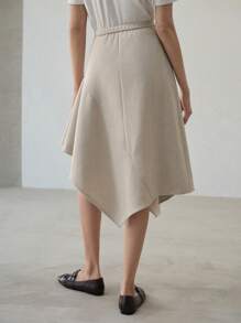 MOTF PREMIUM ROK WOL DENGAN HEM ASIMETRIS - Aprikot - View 3