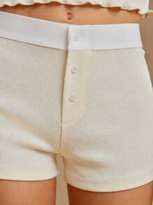 WESTFADE Cute Casual Heart Pointelle Knit Elastic Waist Button Lounge Shorts Western Wear Women