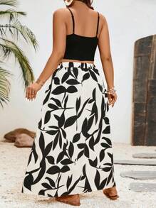 SHEIN VCAY Große Größen Set aus bedrucktem Trägertop und Rock in 2 Teilen