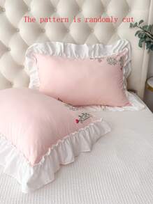 1 件涤纶刺绣荷叶边信封枕套，无内衬 - 彩色 - 查看 6