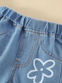 Conjunto de top de tirantes con cuello y pantalones con estampado floral para bebé niña - Blanco - Ver 6