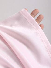 SHEIN Unity 女士甜美淑女蝴蝶结露肩修身优雅奢华长袖短款派对连衣裙 - 粉色 - 查看 7