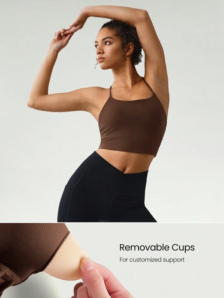 FeatherFit™ Crisscross Back Loneline Sports Bra Tank Top Light Support Low Impact Yoga Pilates Daily Gym Spring Summer