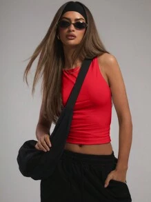 MUSERA Áo tank top trơn màu, kiểu dáng thường ngày, thời trang, đa năng, thích hợp cho sân bay, kỳ nghỉ, mùa thu, tựu trường, lễ hội mùa thu, lễ hội hóa trang, lễ Phục sinh, kỳ nghỉ xuân hè. - Đỏ - Xem 6