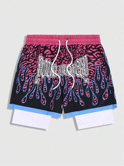 Street Life Men's Flame Print Tank Top And Shorts Set