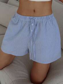 DAZY Pantalón corto de pijama con botones y cordón a rayas simples