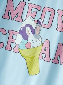 Tween 女童休闲卡通字母印花短袖 T 恤