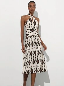 Aveloria Modichic Elegant Vintage Neckline Fitted Waist Sleeveless Dress For Women - Multicolor - View 1