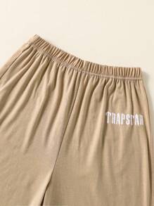 SHEIN 2pcs/Set Teens Letter Print Round Neck Short Sleeve T-Shirt And Casual Sports Shorts Set