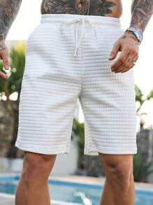 Manfinity RSRT Men's Plain Drawstring Waist Pocket Casual Shorts - White - View 5