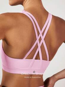 GLOWMODE FeatherFit™ Crossover Strap Sports Bra Gym