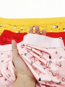 3pcs/Set Men's Allover Print Comfortable Boxer Briefs - Multicolor - View 3