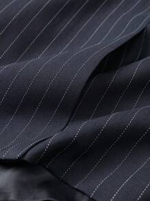 Manfinity Mode Plus Size Men's Striped Double Breasted Long Sleeve Minimalist Blazer And Pants Suit Set