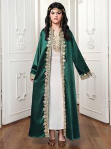 2pcs Set Teen Girl Cardigan & Dress, Simple Outfit - Green - View 5