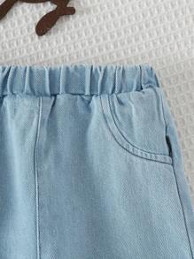 SHEIN Baby-Jungen modische lässige gestreifte Jeans-Kragen-Hoodie und Jeans-Set für den Herbst - Verschiedenfarbig - Übersicht 3