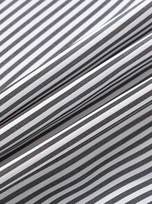 SHEIN 年轻男孩 2 件套绅士套装：条纹蓝色长袖衬衫和西装裤（配腰带），适合生日派对、晚会、婚礼、洗礼的时尚装扮