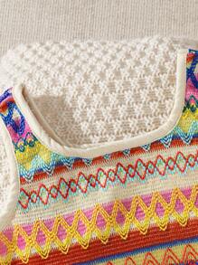 Young Girl Wide Strap Striped Casual Loose Dress - Multicolor - View 5