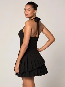 Glamine Damen Träger-Kleid mit elegantem sexy Plissee-Design - Frühlingsmode für Frauen, Valentinstag - Schwarz - Übersicht 7