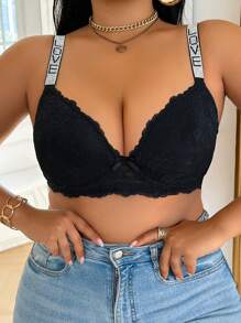Plus Size Women's Elegant Lace Rhinestone Embellished Lingerie