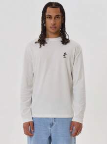 Musero Long Sleeve Crew Neck Embroided Patch Detailing Regular Fit Tshirt Top SPRING SUMMER Essentials - Black - View 1