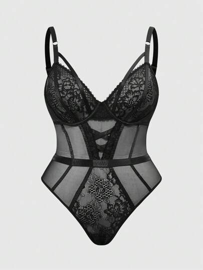 Goth Mono sexy con encaje, soporte de alambre y rosa oscura gótica para novia de talla grande