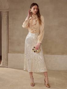 MOTF PREMIUM SEQUIN BIAS CUT SKIRT