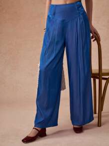 Écloséra Silk Blend Plain Relaxed Straight Leg Pants