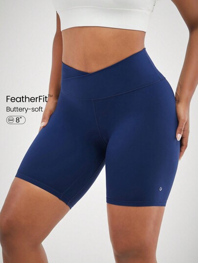 GLOWMODE 8" FeatherFit™ Crossover Biker Shorts Cycling Running Gym Workout