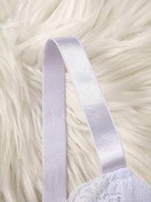 DesireSculpt 2pcs/Set Women Plus Size Minimalist Lace Splice Underwire Adjustable Lingerie Bralette, Lift - Black and White - View 3