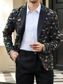 Manfinity AFTRDRK 男式纯色拼布前扣长袖上衣和长裤西装外套 - 彩色 - 查看 5