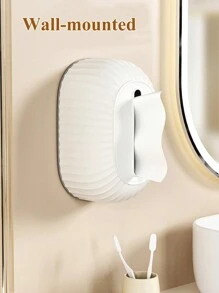 1pc Beautiful Plastic Tissue Box,Hanging Tissue Box With Adhesive Buckle ,Nordic Style, Paper Container, Desktop Tissue Holder, Plastic Tissue Box, Desktop Decoration, Home Use, Modern Decoration Holder, Used For Bathroom, Countertop