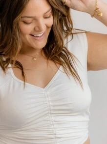 Aralina Curve Leisurewear 前褶皱无袖运动短款上衣