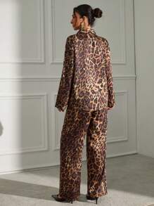 RueChic ALL-OVER LEOPARD PRINTED SHIRT & ELASTICAL WAIST PANT CO-ORD - Multicolor - View 2