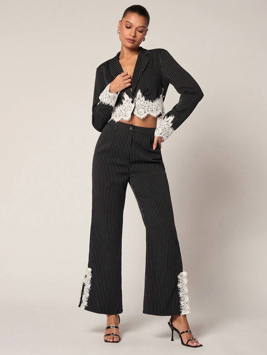 Glamine Ensemble deux-pièces pour femmes - Tenue de vacances printanières et estivales, parfait pour la tenue des étudiantes et le jour de la Saint-Valentin. Ensemble deux-pièces pour femmes, Blazer et pantalon de la Saint-Valentin, Ensemble deux-pièces pantalon, Ensemble deux-pièces grande taille, Ensemble deux-pièces d'hiver