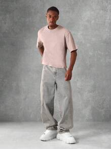 SUMWON 基本款水洗短袖 T 恤休闲夏季街头都市基本款 T 恤超大宽松版型运动休闲现代简约时尚