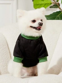 PETSIN 1 件男女通用狗猫图案休闲三叶草印花套头衫，黑色 - 彩色 - 查看 4