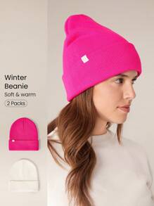 GLOWMODE 2 piezas Gorro de punto clásico, suave y cálido de aspecto de lana sintética, "It's Chill", ideal para uso diario y casual en otoño e invierno - Multicolor - Ver 1