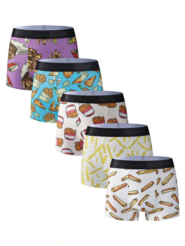 Happy Jammies 5 perechi de boxer confortabili pentru bărbați, imprimați cu prăjituri
