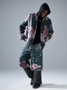 NEON BLANC Men's Streetwear Loose Printed Wide Leg Woven Shorts - Violet Purple - View 1