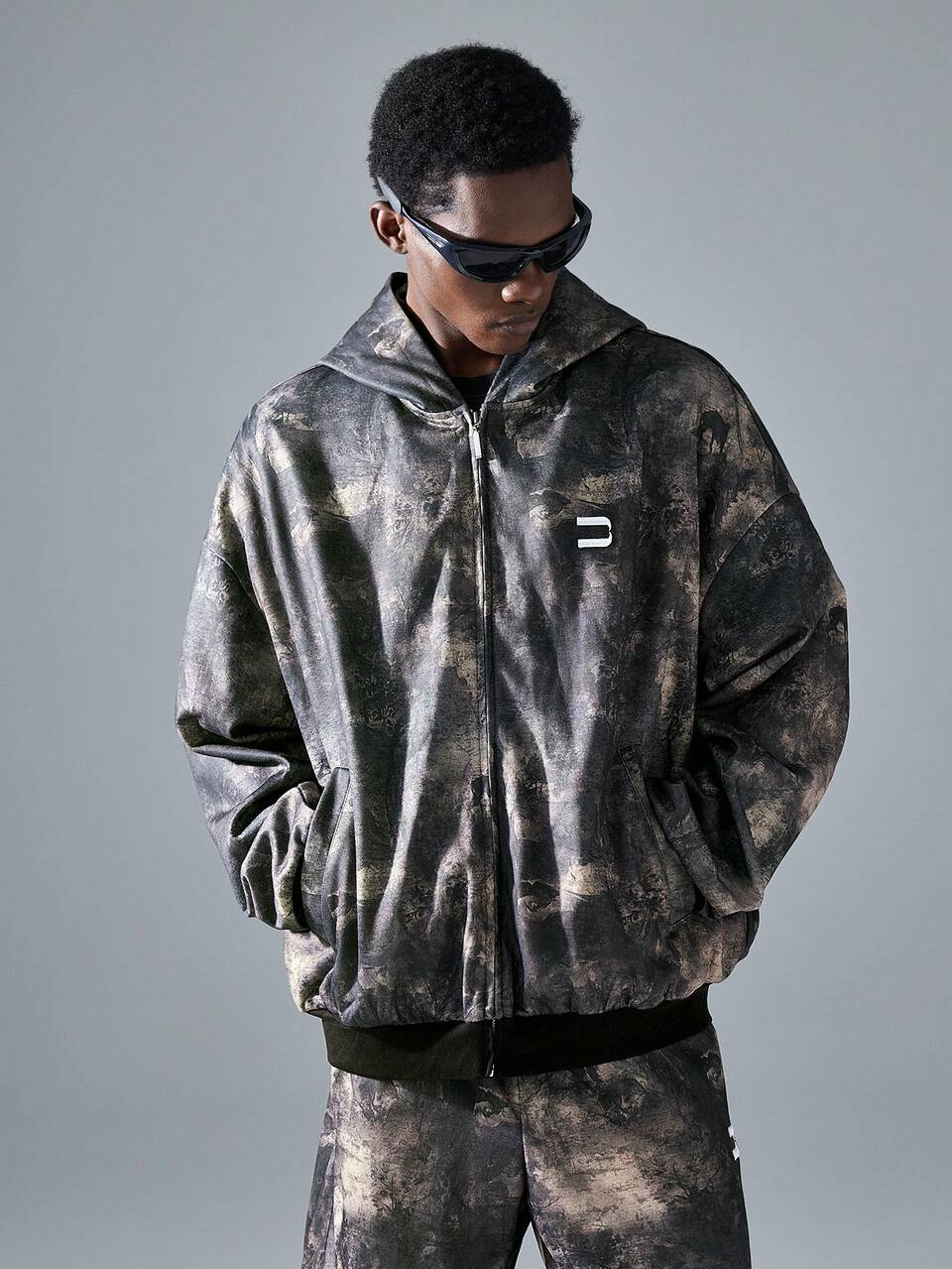 Men's Street Style Embroidered Hooded Sweatshirt, For Fall Winter, Spring, Y2K