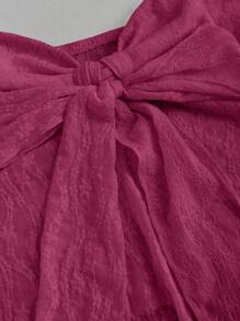 Sweetra Top de cuello halter de unicolor elegante con encaje