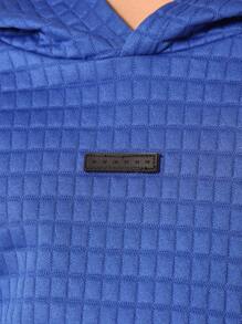 SUMWON Quilted Texture Pullover Hoodie Casual Sweatshirt Youth Athletic Wear Winter Fall Everyday Comfort Wear Athletic Cozy Streetwear - Blue - View 6