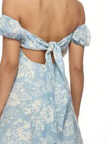 MISSGUIDED 挤奶女工芭铎迷你连衣裙花卉印花高腰泡泡袖夏季花园派对茶会连衣裙乡村风复古风 - 彩色 - 查看 5