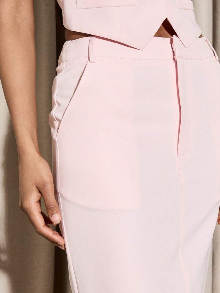 Tailored Elegant High Waisted Maxi Skirt With Split Hem