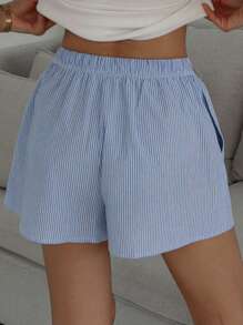 DAZY Pantalón corto de pijama con botones y cordón a rayas simples