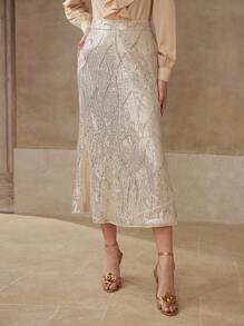 MOTF PREMIUM SEQUIN BIAS CUT SKIRT